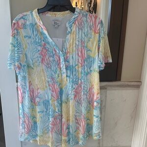 Kim Rogers Women's Vibrant Coral Reef Blouse